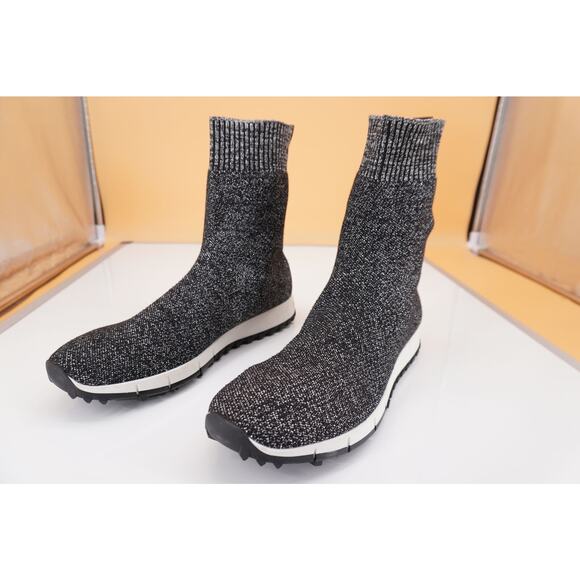 Jimmy Choo Norway Black Silver Lurex Sock Ankle Boot SZ 38 Sneaker Women's $850 - Picture 5 of 10